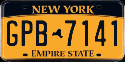 NY license plate GPB7141