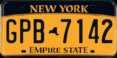 NY license plate GPB7142