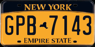NY license plate GPB7143