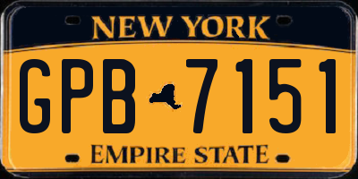 NY license plate GPB7151