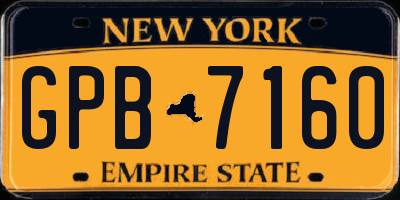 NY license plate GPB7160