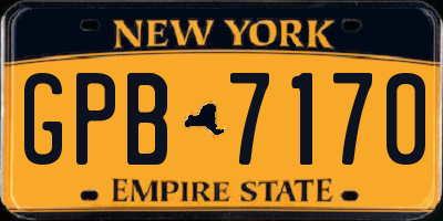 NY license plate GPB7170