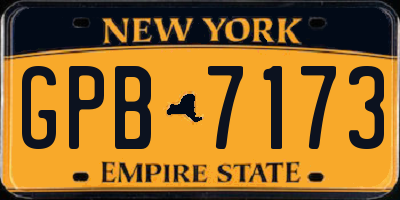 NY license plate GPB7173