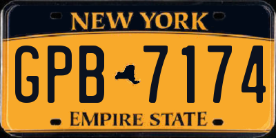 NY license plate GPB7174