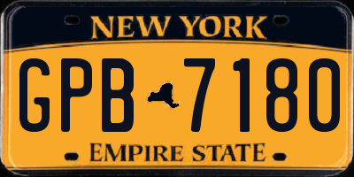 NY license plate GPB7180
