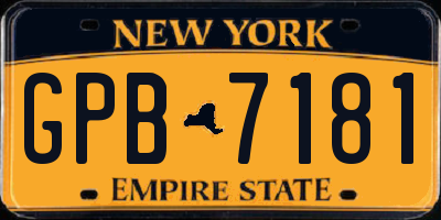 NY license plate GPB7181