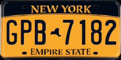 NY license plate GPB7182