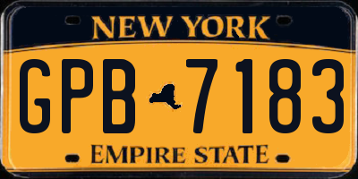 NY license plate GPB7183