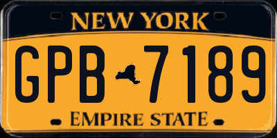 NY license plate GPB7189