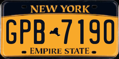 NY license plate GPB7190