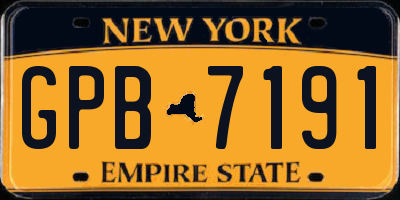 NY license plate GPB7191