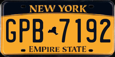 NY license plate GPB7192