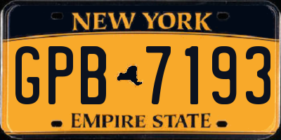 NY license plate GPB7193