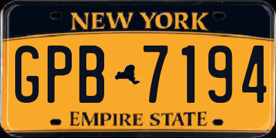 NY license plate GPB7194