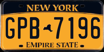 NY license plate GPB7196