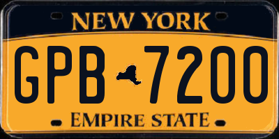 NY license plate GPB7200
