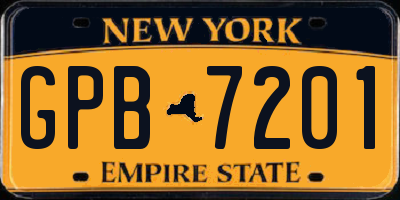 NY license plate GPB7201