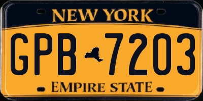 NY license plate GPB7203