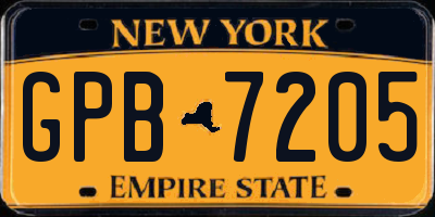 NY license plate GPB7205