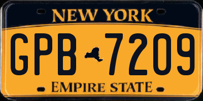 NY license plate GPB7209
