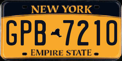 NY license plate GPB7210