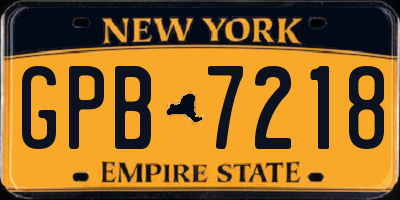 NY license plate GPB7218