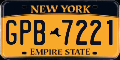 NY license plate GPB7221