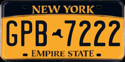 NY license plate GPB7222
