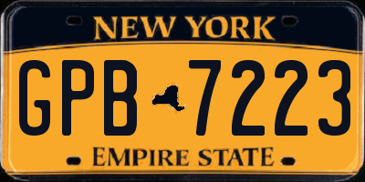 NY license plate GPB7223