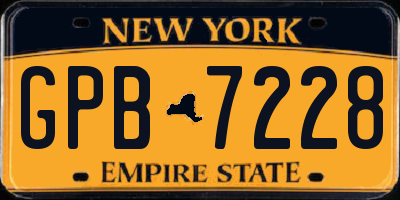NY license plate GPB7228