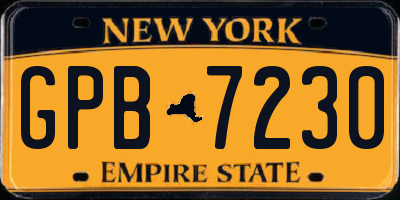 NY license plate GPB7230