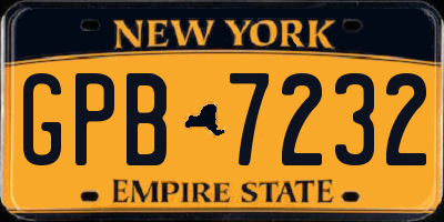 NY license plate GPB7232