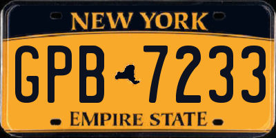 NY license plate GPB7233