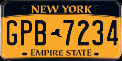 NY license plate GPB7234