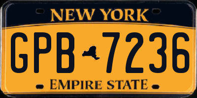 NY license plate GPB7236