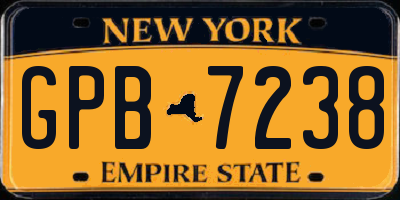 NY license plate GPB7238