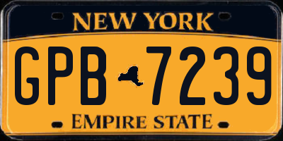 NY license plate GPB7239