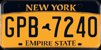 NY license plate GPB7240