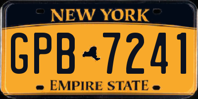 NY license plate GPB7241