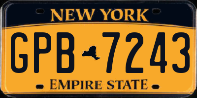 NY license plate GPB7243