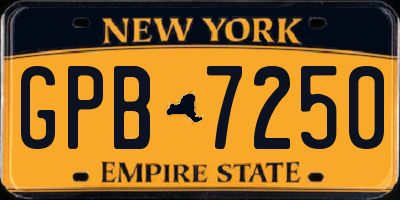 NY license plate GPB7250