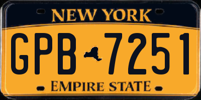 NY license plate GPB7251
