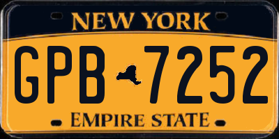 NY license plate GPB7252