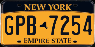 NY license plate GPB7254