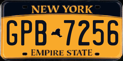 NY license plate GPB7256