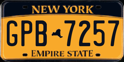 NY license plate GPB7257