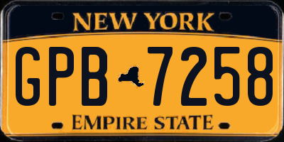 NY license plate GPB7258