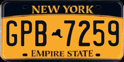 NY license plate GPB7259