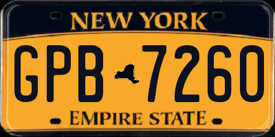 NY license plate GPB7260
