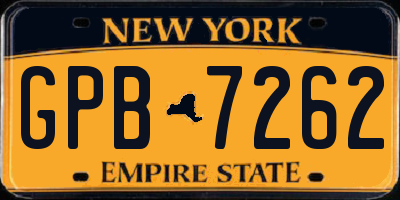 NY license plate GPB7262